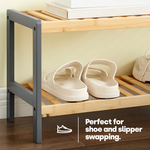 Bamboo 2-Tier Shoe Rack - Natural