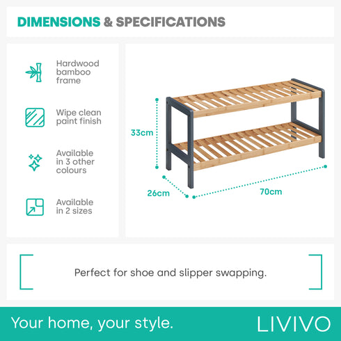 Bamboo 2-Tier Shoe Rack - Natural