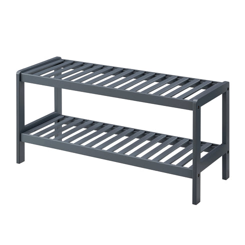 Bamboo 2-Tier Shoe Rack - Grey
