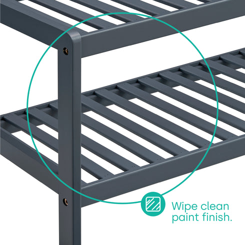Bamboo 2-Tier Shoe Rack - Grey