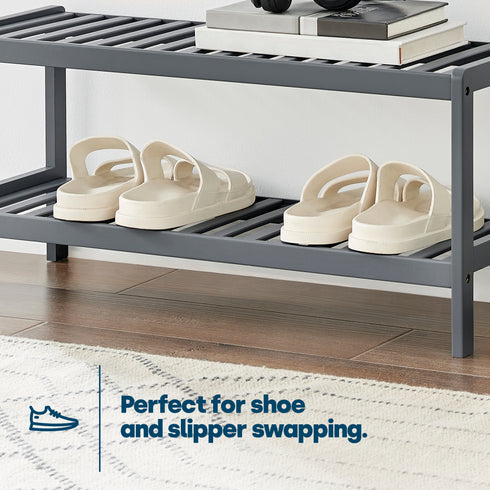 Bamboo 2-Tier Shoe Rack - Grey