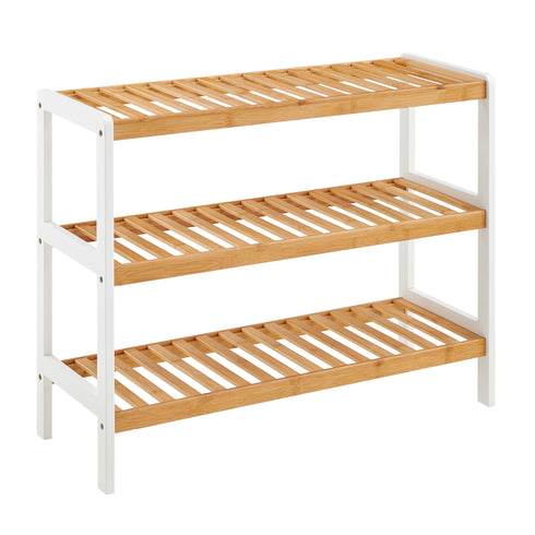 Bamboo 3-Tier Shoe Rack - White/Natural