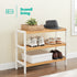 Bamboo 3-Tier Shoe Rack - White/Natural