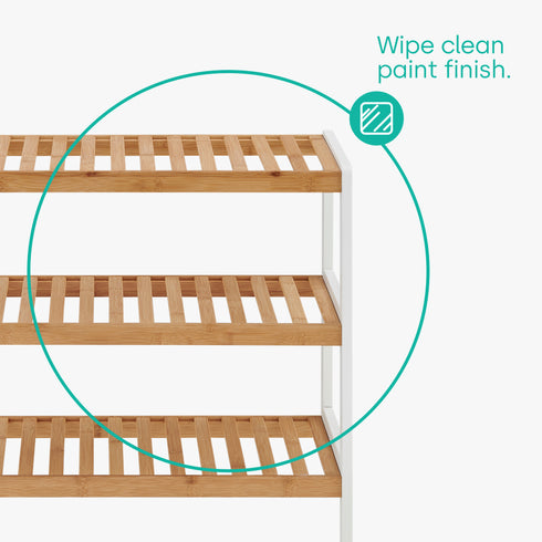 Bamboo 3-Tier Shoe Rack - White/Natural