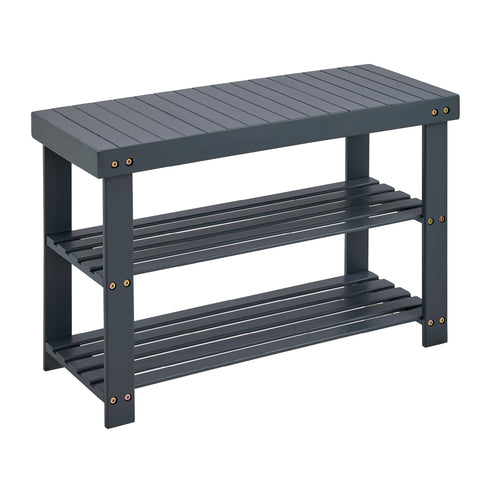 Bamboo 2-Tier Shoe Bench - Grey