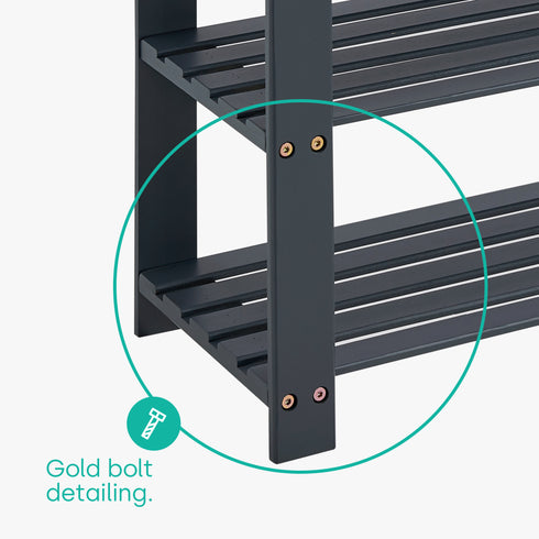 Bamboo 2-Tier Shoe Bench - Grey