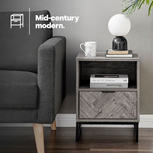 Herringbone Side Table - Grey