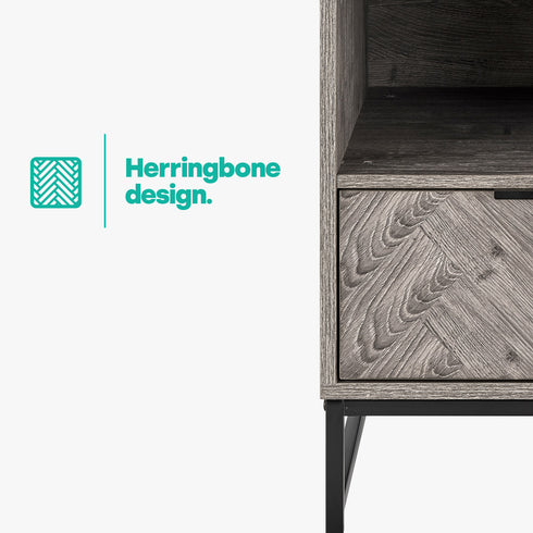 Herringbone Side Table - Grey