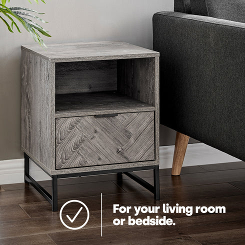Herringbone Side Table - Grey