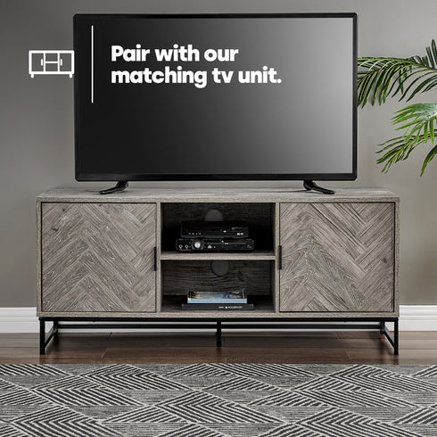 Herringbone Side Table - Grey