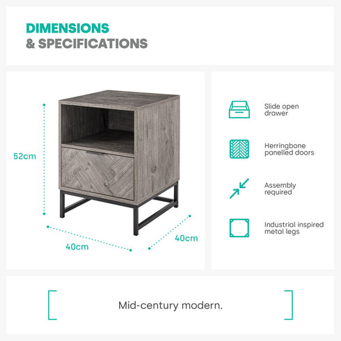 Herringbone Side Table - Grey