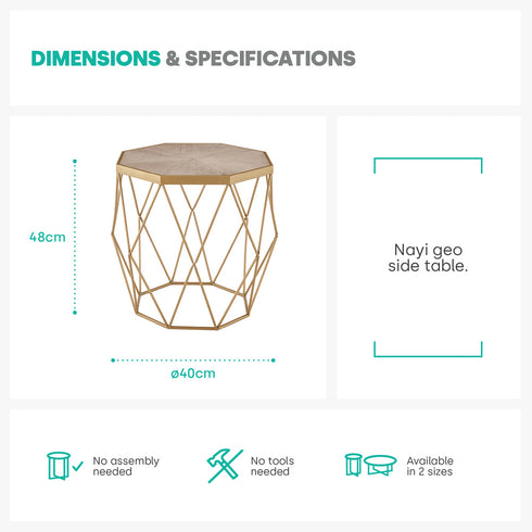 Nayi Geometric Gold Side Table