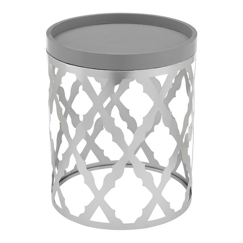 Damaski Circular Silver Side Table