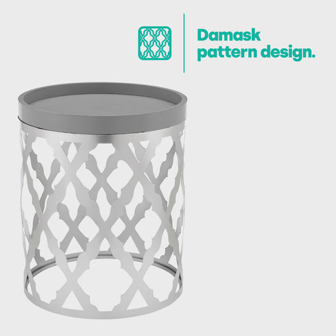 Damaski Circular Silver Side Table