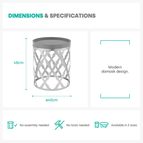 Damaski Circular Silver Side Table