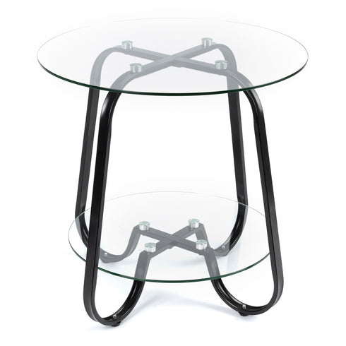 Round Glass Coffee Table - Black