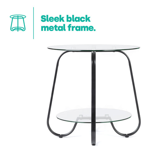 Round Glass Coffee Table - Black