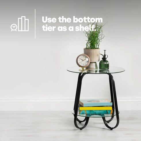 Round Glass Coffee Table - Black