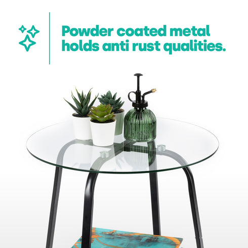 Round Glass Coffee Table - Black