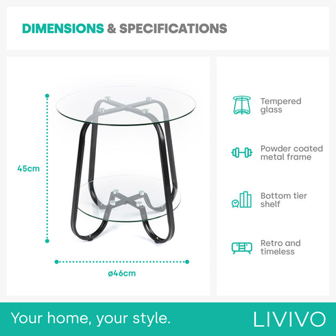 Round Glass Coffee Table - Black