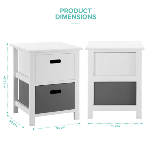 Nina 2 Drawer Storage Unit - White/Grey