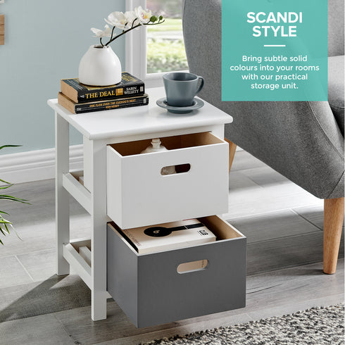 Nina 2 Drawer Storage Unit - White/Grey