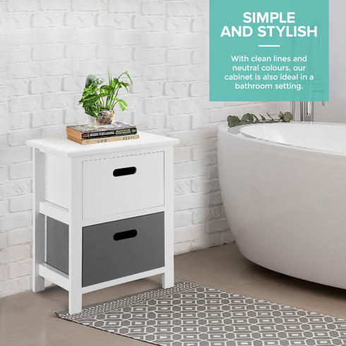 Nina 2 Drawer Storage Unit - White/Grey
