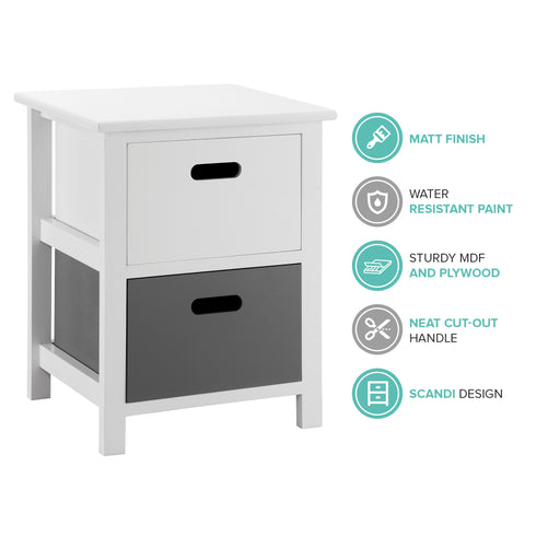 Nina 2 Drawer Storage Unit - White/Grey