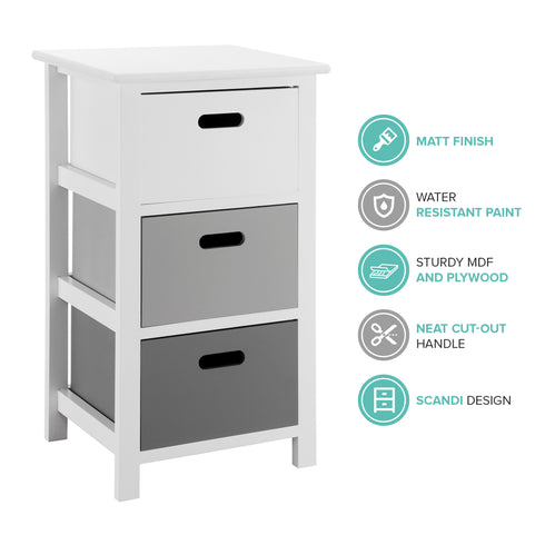 Nina 3 Drawer Storage Unit - White/Grey