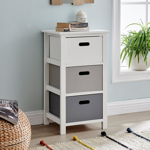 Nina 3 Drawer Storage Unit - White/Grey