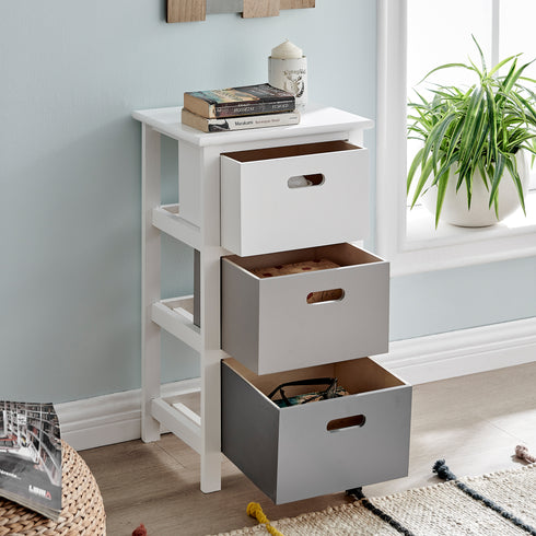 Nina 3 Drawer Storage Unit - White/Grey