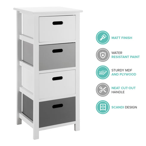 Nina 4 Drawer Storage Unit - White/Grey