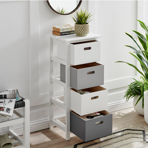 Nina 4 Drawer Storage Unit - White/Grey