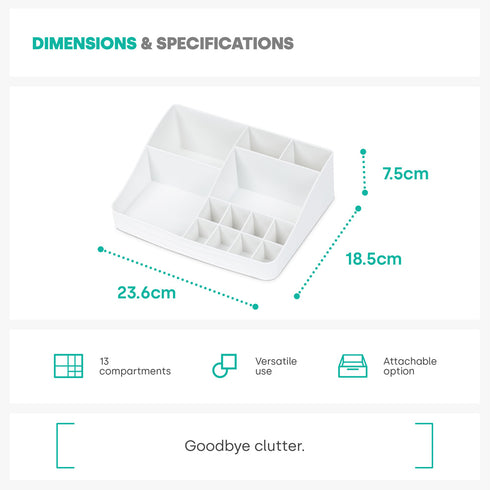 Small Desk Organiser Tray - White