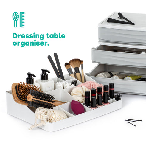 Large 3 Drawer Desk & Detachable Tray Set - Grey