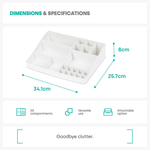 Large Desk Organiser Tray - White