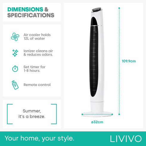 43" Tower Fan - White