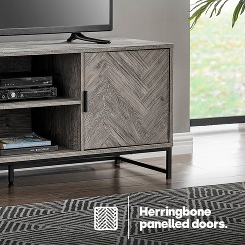 Herringbone TV Unit - Grey