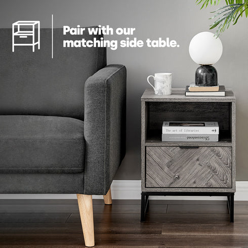 Herringbone TV Unit - Grey