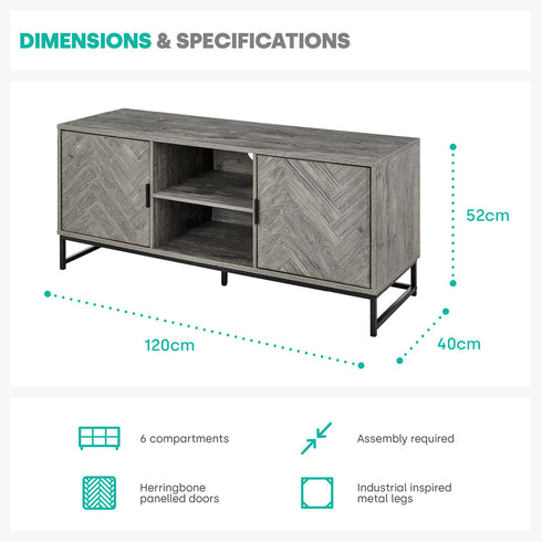 Herringbone TV Unit - Grey