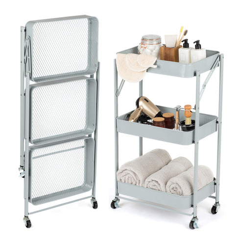 3-Tier Foldable Trolley - Grey