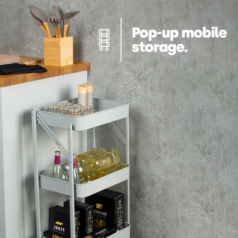 3-Tier Foldable Trolley - Grey