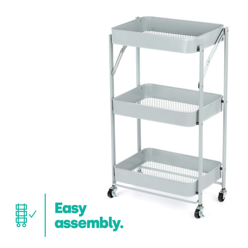 3-Tier Foldable Trolley - Grey