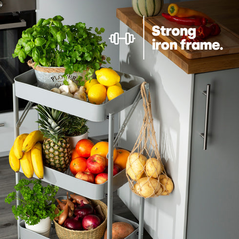 3-Tier Foldable Trolley - Grey