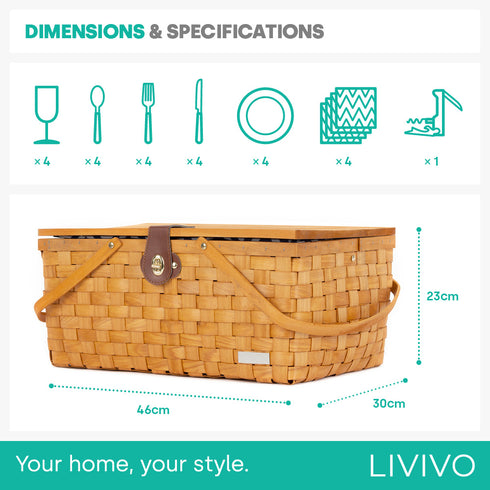 Katrine 4-Person Woven Picnic Basket