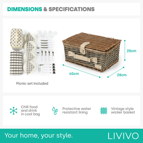 Lomond 4-Person Wicker Picnic Basket