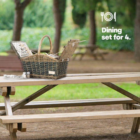 Ossian 4-Person Wicker Picnic Basket