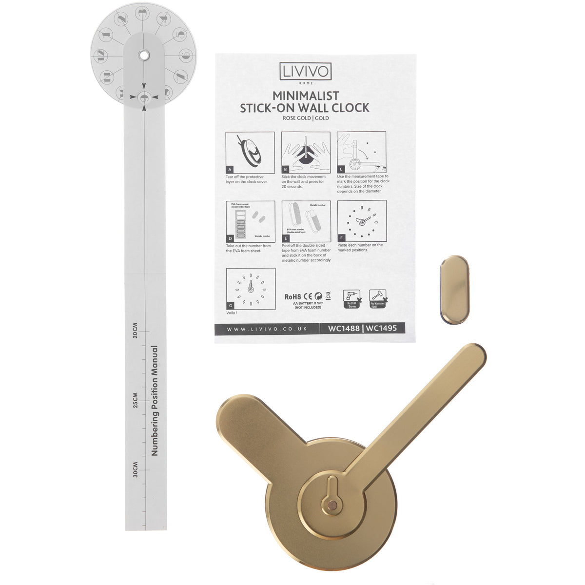 Livivo Living Large Minimalist Stickon Wall Clock