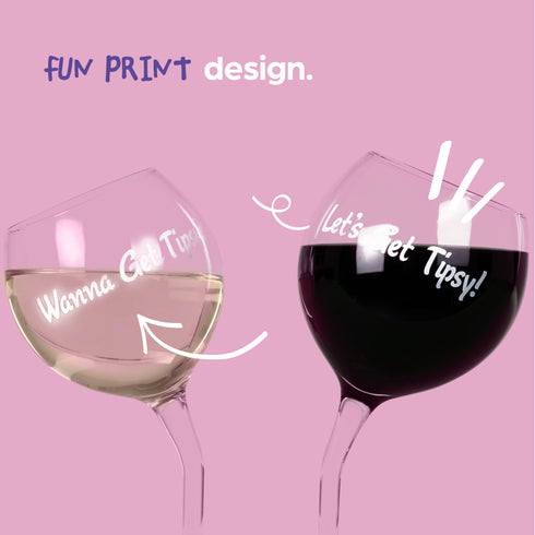 Tipsy Wine Glasses - Set of 2