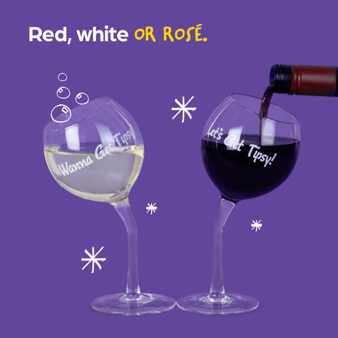 Tipsy Wine Glasses - Set of 2